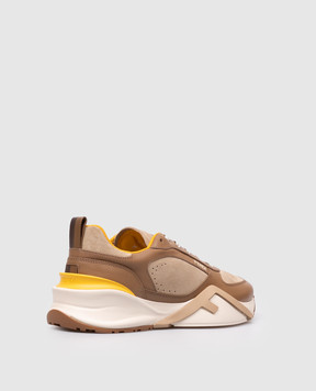 Fendi Коричневые кожаные кроссовки Flow 7E1925AY1W