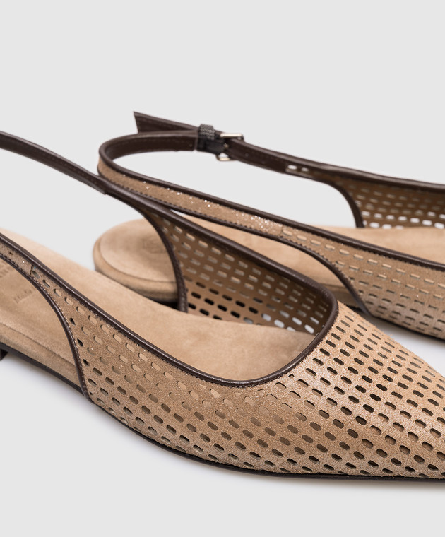 Brunello Cucinelli Коричневі замшеві слінгбеки MZDVC3179 зображення 5