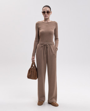 Max Mara Коричневые спортивные штаны FELTRE из шерсти MXMFELTRE
