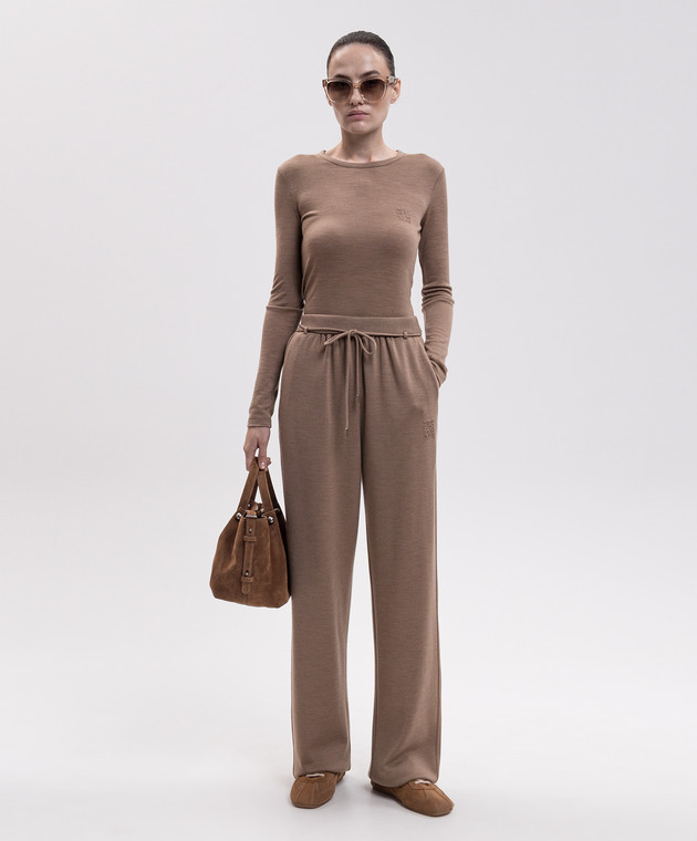 Max Mara Коричневі спортивні штани FELTRE з вовни MXMFELTRE зображення 2