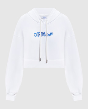 Off-White Белые укороченные худи Cloudy Arrow OWBB056F25FLE002