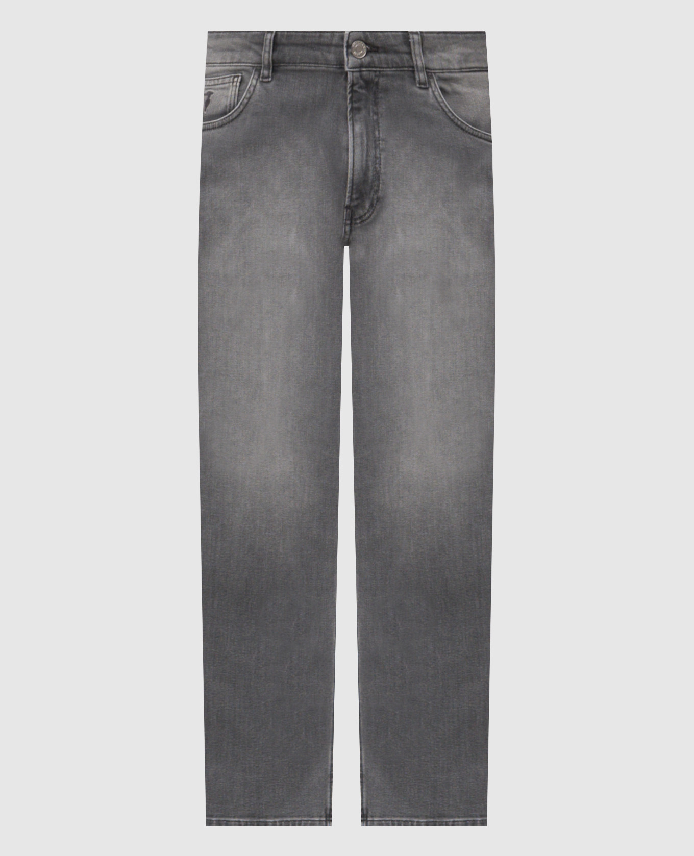 

Серые джинсы с логотип патч, Серый, Прямые джинсы