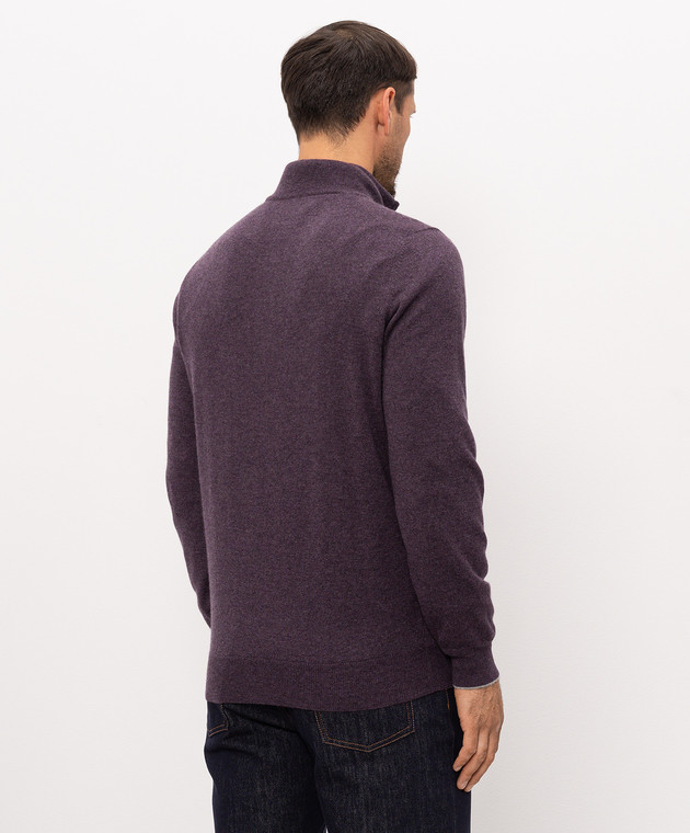Brunello Cucinelli Фиолетовый джемпер из кашемира с молнией M2200124 изображение 4