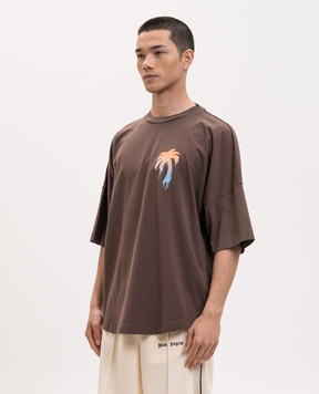 Palm Angels Коричнева футболка I Love PA PMAA10BS26JER003