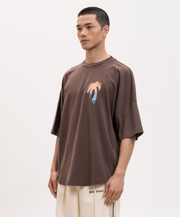Palm Angels Коричневая футболка I Love PA PMAA10BS26JER003 изображение 3
