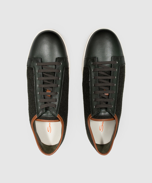 Santoni Зеленые комбинированные кроссовки MBCD22241BARTLNL изображение 4