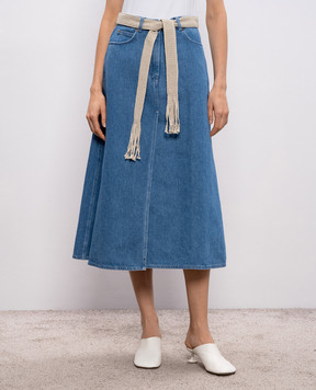 Agnona Голубая джинсовая юбка миди с льном TG1104YU2131