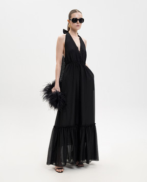 Jacob Lee Чорна сукня із шовком з відкритою спиною WSD0069SS26CB