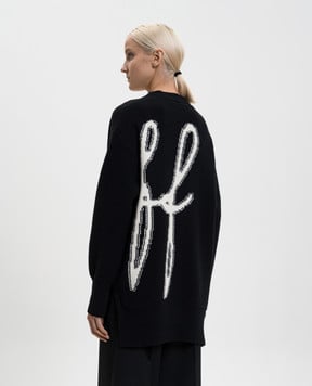 Off-White Черный кардиган из шерсти с логотипом OWHB04LF25KNI001