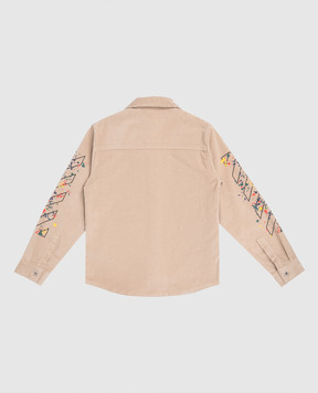 Off-White Дитяча бежева вельветова куртка в стилі сорочки 44BES001F5F001