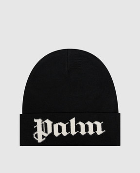 Palm Angels Чорна шапка з візерунком логотипа PAMLC003KN003w