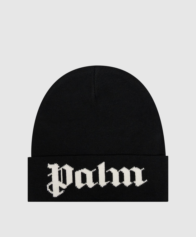 Palm Angels Черная шапка с узором логотипа PAMLC003KN003w