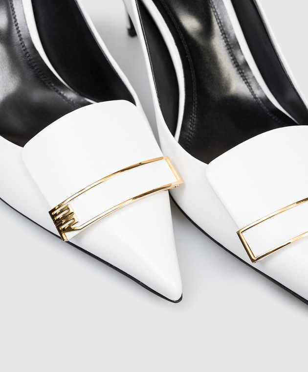 Sergio Rossi Белые кожаные туфли с монограммой B14490MMVN13 изображение 5