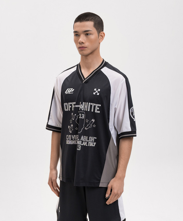Off-White Синя футболка з перфорацією 44MAD013S26J001 зображення 3