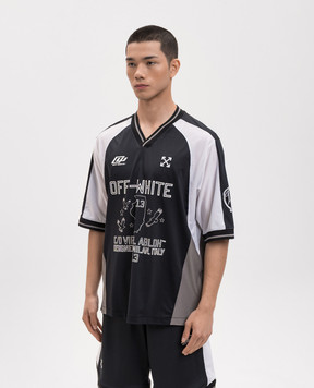 Off-White Синя футболка з перфорацією 44MAD013S26J001