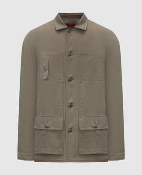 Brunello Cucinelli Куртка цвета хаки с льном M544D6590P