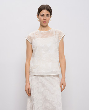 Peserico Білий топ з вишивкою A0637503701