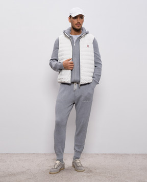 Brunello Cucinelli Серая меланжевая футболка с принтом M0B138520