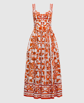 Dolce&Gabbana Белое платье в брендовый принт F6TTHTGDDRL