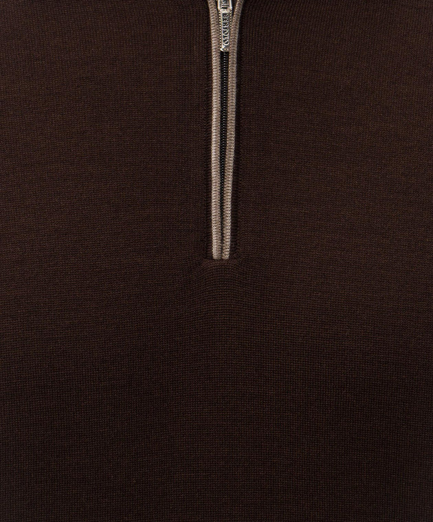 Bertolo Cashmere Коричневое поло из шерсти и шелка 902636002587 изображение 5