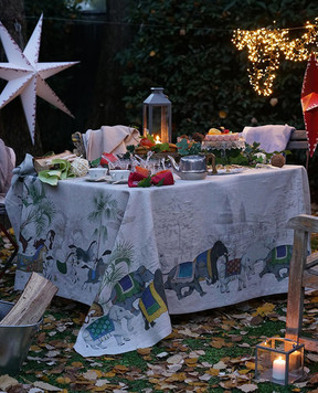 TESSITURA TOSCANA TELERIE Сіра скатертина Barnum з льону NT170100080037