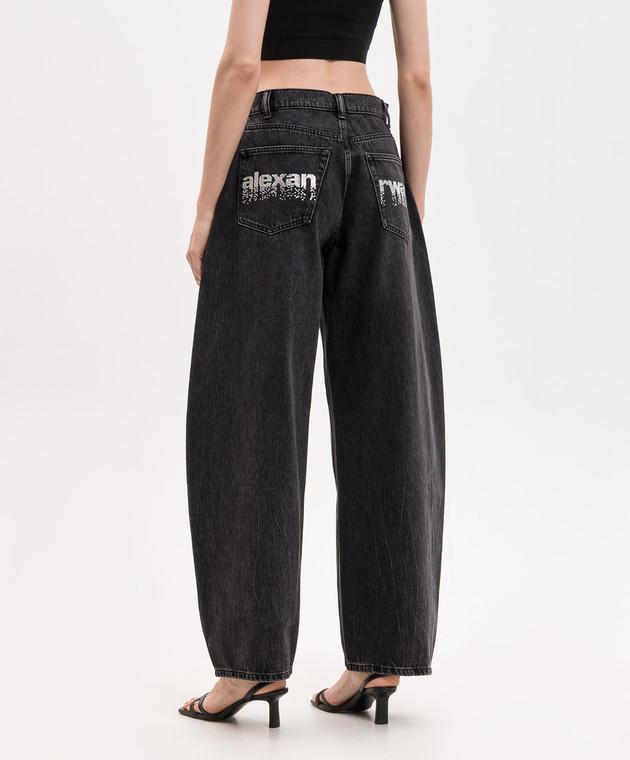Alexander Wang Чорні джинси-банани з логотипом з кристалів 4DC1264112 зображення 4