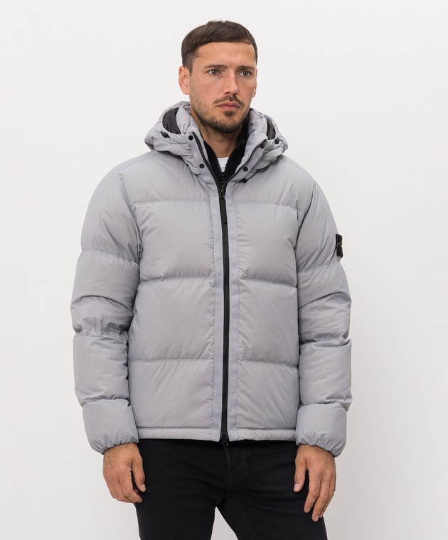 Stone Island Серый пуховик с патчем логотипа L2S154100013S0483 изображение 3