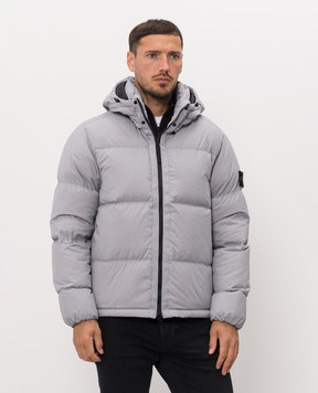 Stone Island Серый пуховик с патчем логотипа L2S154100013S0483