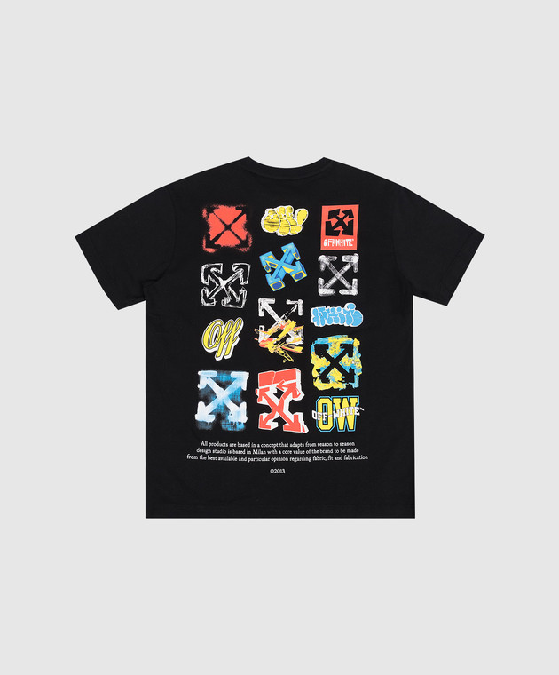 Off-White Дитяча чорна футболка з принтом 44BAA002S26J007 зображення 2