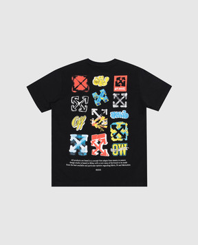 Off-White Дитяча чорна футболка з принтом 44BAA002S26J007