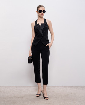 Twinset Чорний топ в стилі жилета з металевим логотипом 261AP2276