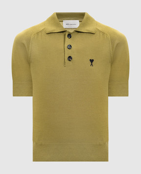 Ami Paris Зелене поло з вовни мериноса FPL439KN0039