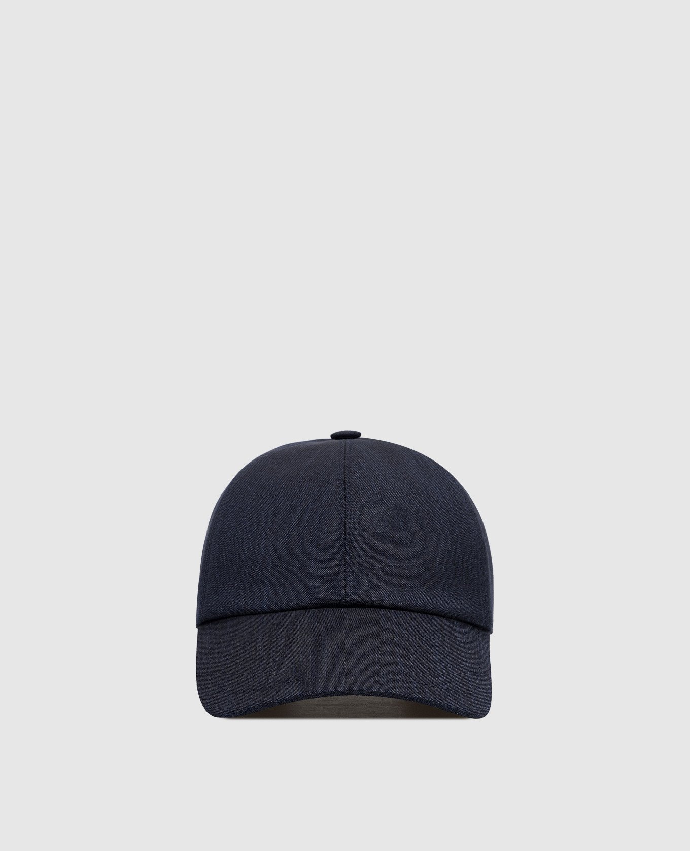 Синяя кепка из шерсти, шелка и льна