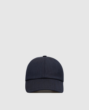 Enrico Mandelli Синя кепка з вовни, шовку та льону CAP4016020