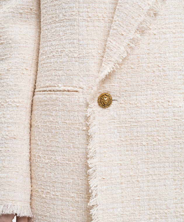 Balmain Твидовый двубортный жакет цвета айвори с шерстью GF0SI661XL96 изображение 5