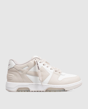 Off-White Бежеві шкіряні кросівки Out Of Office M189C9L007