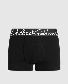 Dolce&Gabbana Черные трусы-боксеры с узором логотипа M4F34JONP20
