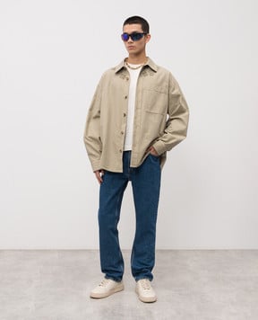 Palm Angels s Рубашка цвета хаки с логотипом PMES043S25FAB001