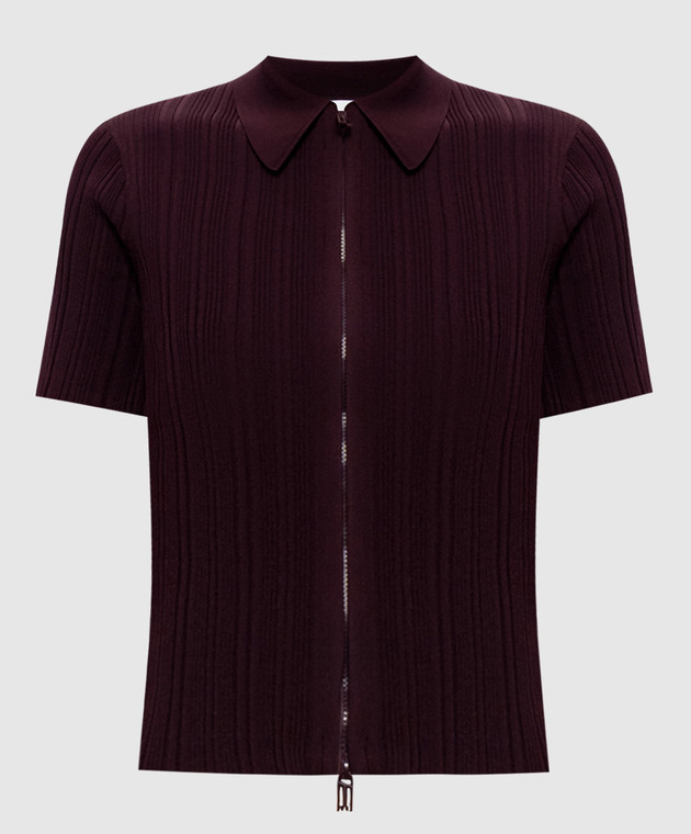 Victoria Beckham Бордовый топ в рубчик на молнии 1326KTP007305A