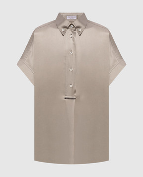 Brunello Cucinelli Блуза кольору хакі із шовку M0C59RA915