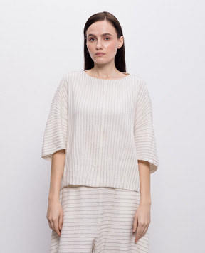 BOBOUTIC Топ цвета айвори из шелка и льна 5021