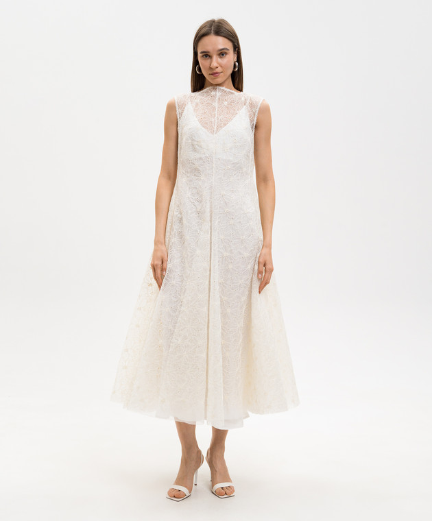 Marc Le Bihan Сукня з шовком з квітковою вишивкою кольору айворі 2166 зображення 3