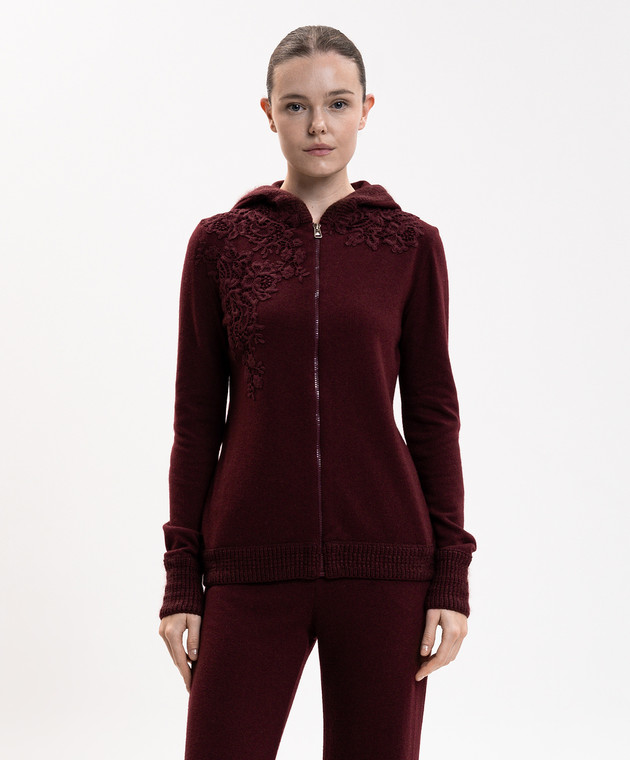 Ermanno Scervino Life Бордовий кардиган з вовною та кашеміром D494M706XJO зображення 3
