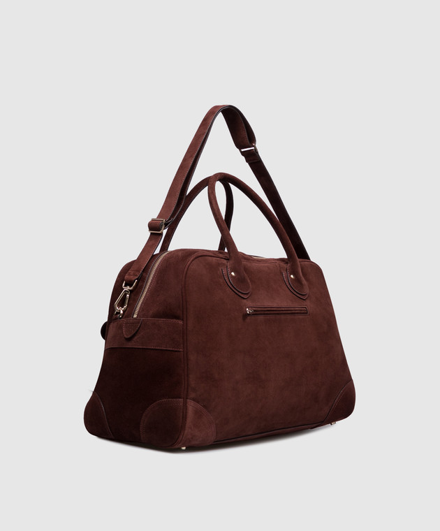 Brunello Cucinelli Коричнева замшева дорожня сумка Weekender MBSFBU428 зображення 3