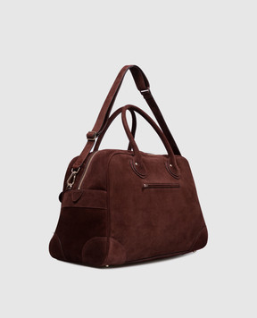 Brunello Cucinelli Коричневая замшевая дорожная сумка Weekender MBSFBU428
