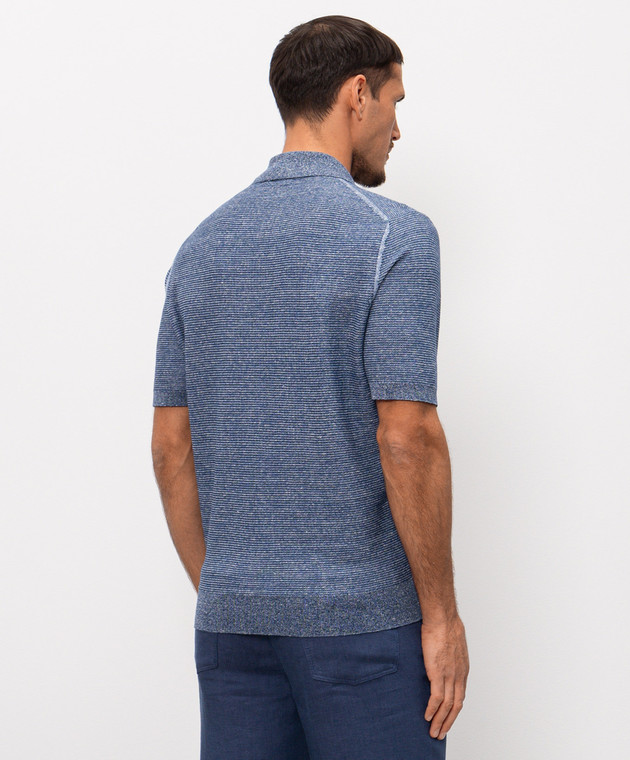 Stefano Ricci Синяя рубашка с короткими рукавами с леном и шелком K616441PAMF26110 изображение 4