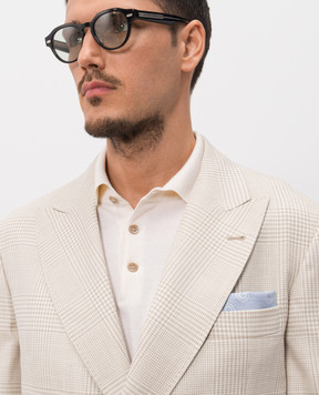 Brunello Cucinelli Голубой платок-паше из шелка в узор MX8740091