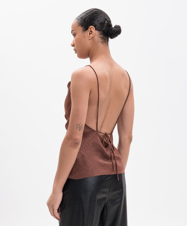 Maison Margiela MM6 Коричневый топ в логотип шаблон S52NC0363M36007 изображение 3