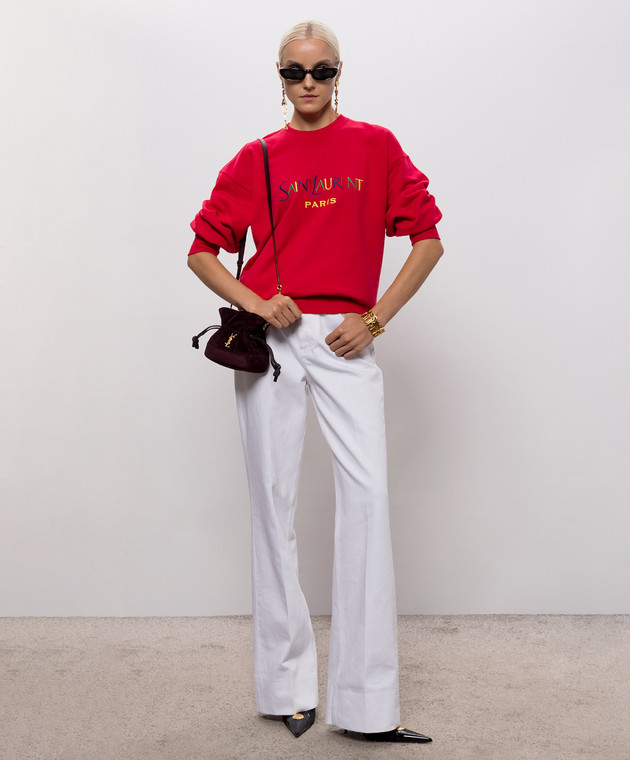 Saint Laurent Рожевий світшот з вишивкою логотипа 873600Y36ZO зображення 2