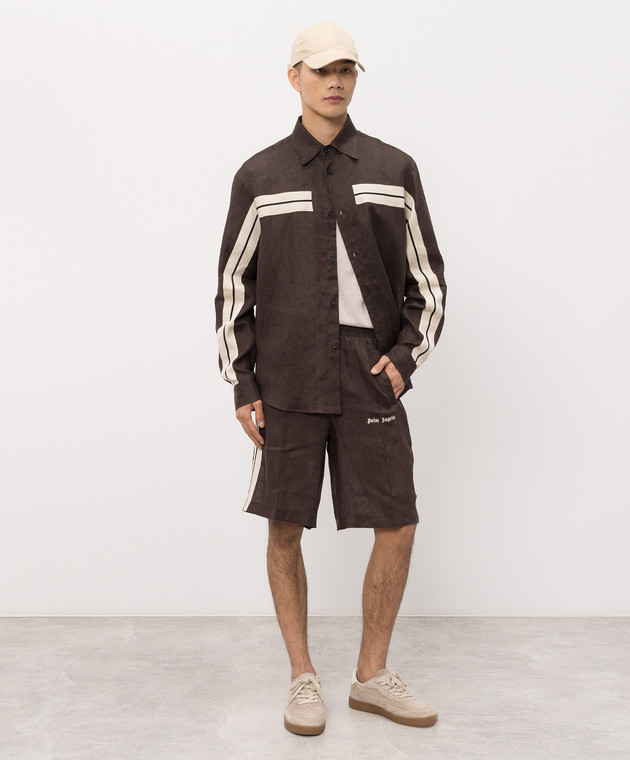Palm Angels Коричневі шорти з льону PMCB05CS26FAB001 зображення 2